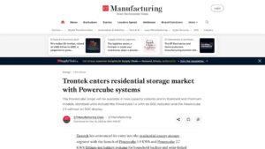 Trontek’s Powercube Residential Storage Systems Featured on ETManufacturing