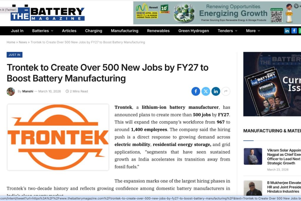Trontek featured on Batery Magazine.