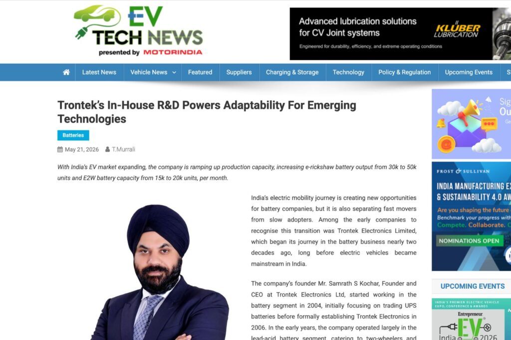 Featured on EV Tech News: Future-Proofing India’s Clean Mobility EV Tech