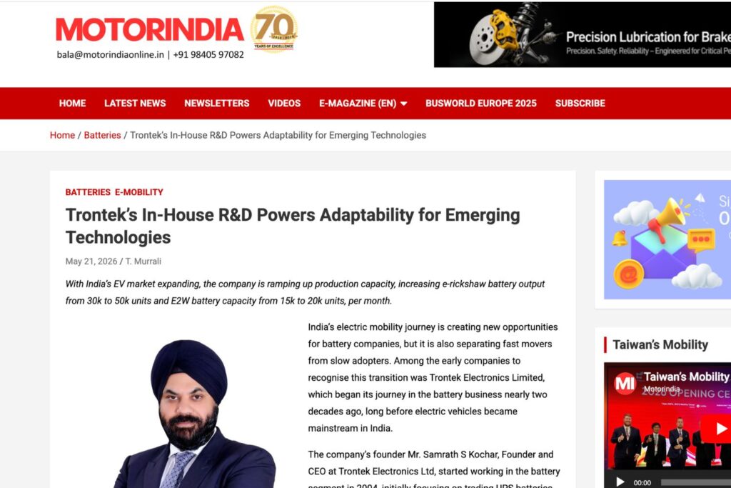 Featured on Motorindia: Pioneering the Next Frontier of Indian Electrification