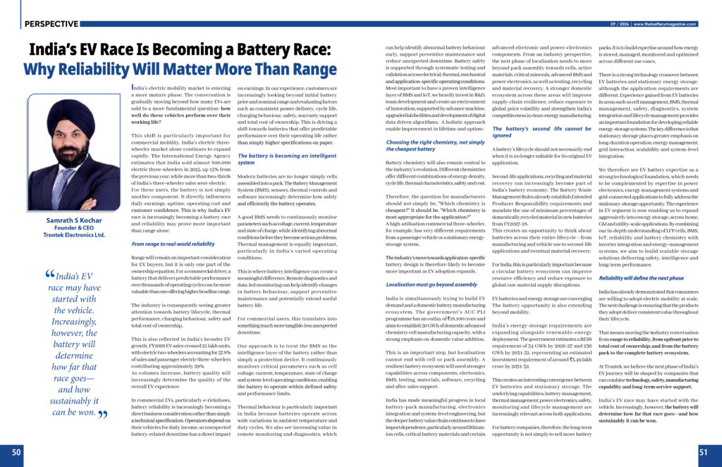 Trontek Featured in The Battery Magazine – September Issue 2026